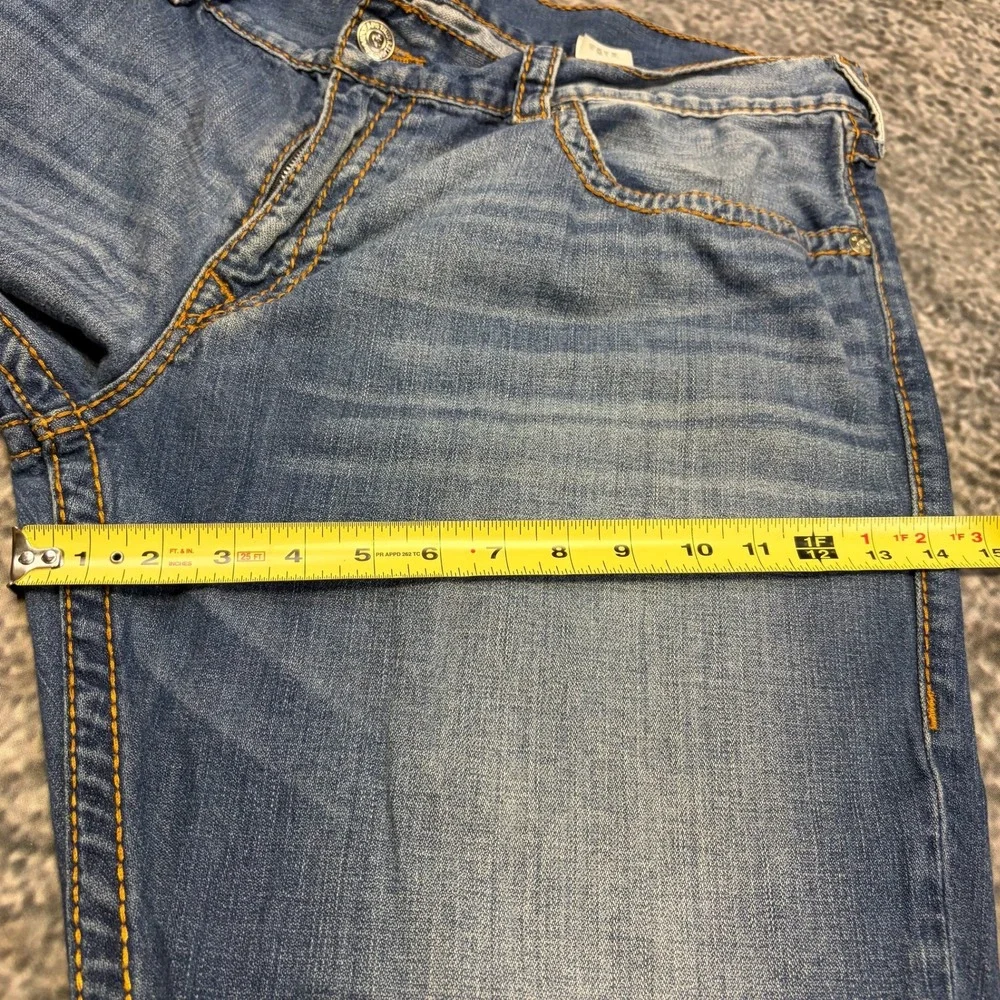 True Religion Jeans Mens 42x29 Blue World Tour Section Slim Stitched Flap Pocket